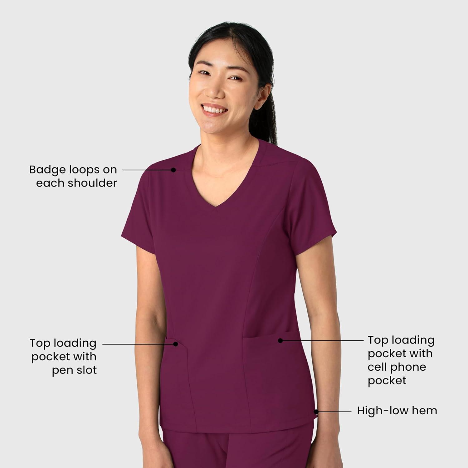 Wink Boundless Women’s 2-Pocket V-Neck Scrub Top – Wine, L