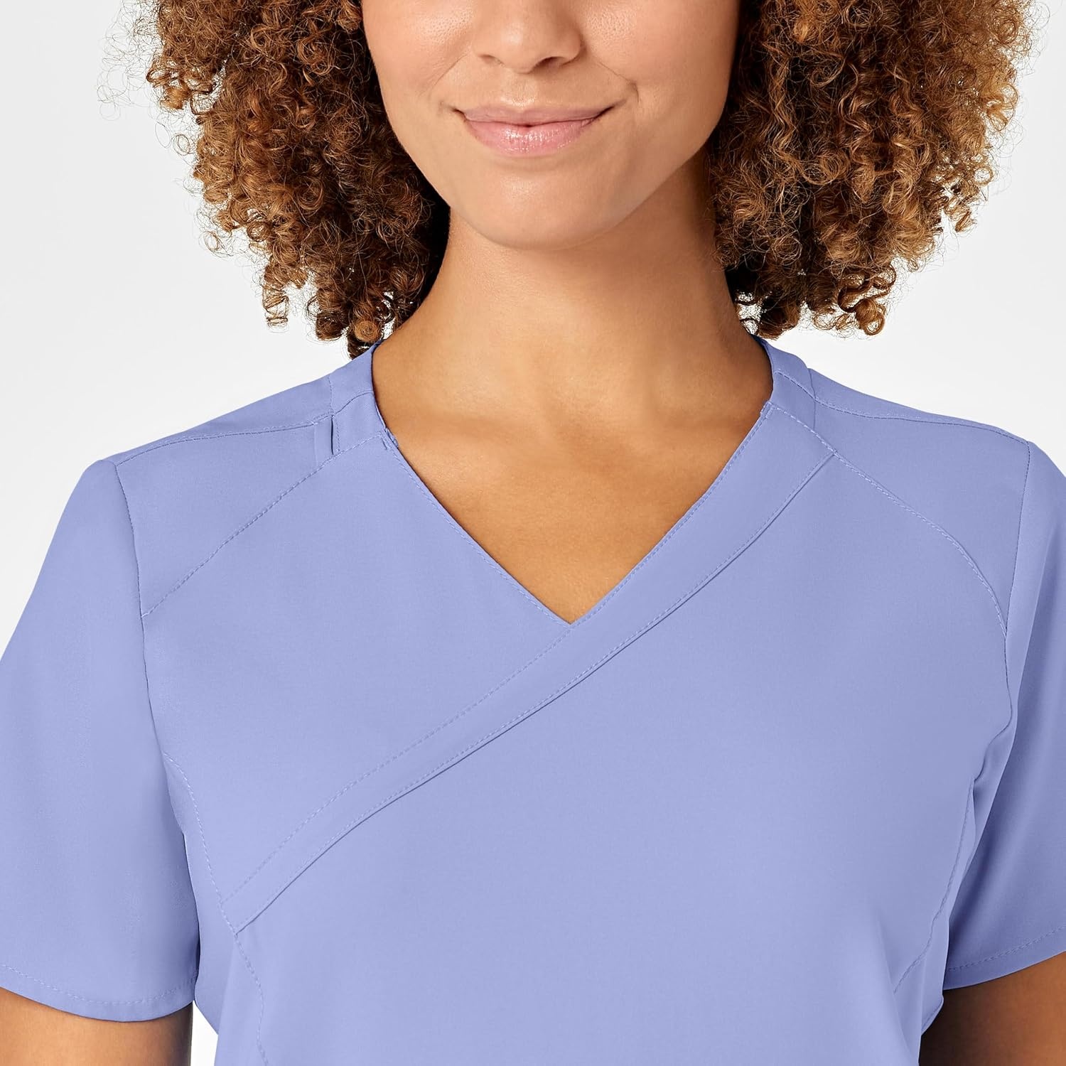 Wink W123 Women’s Mock Wrap Scrub Top, Ceil Blue, 4X