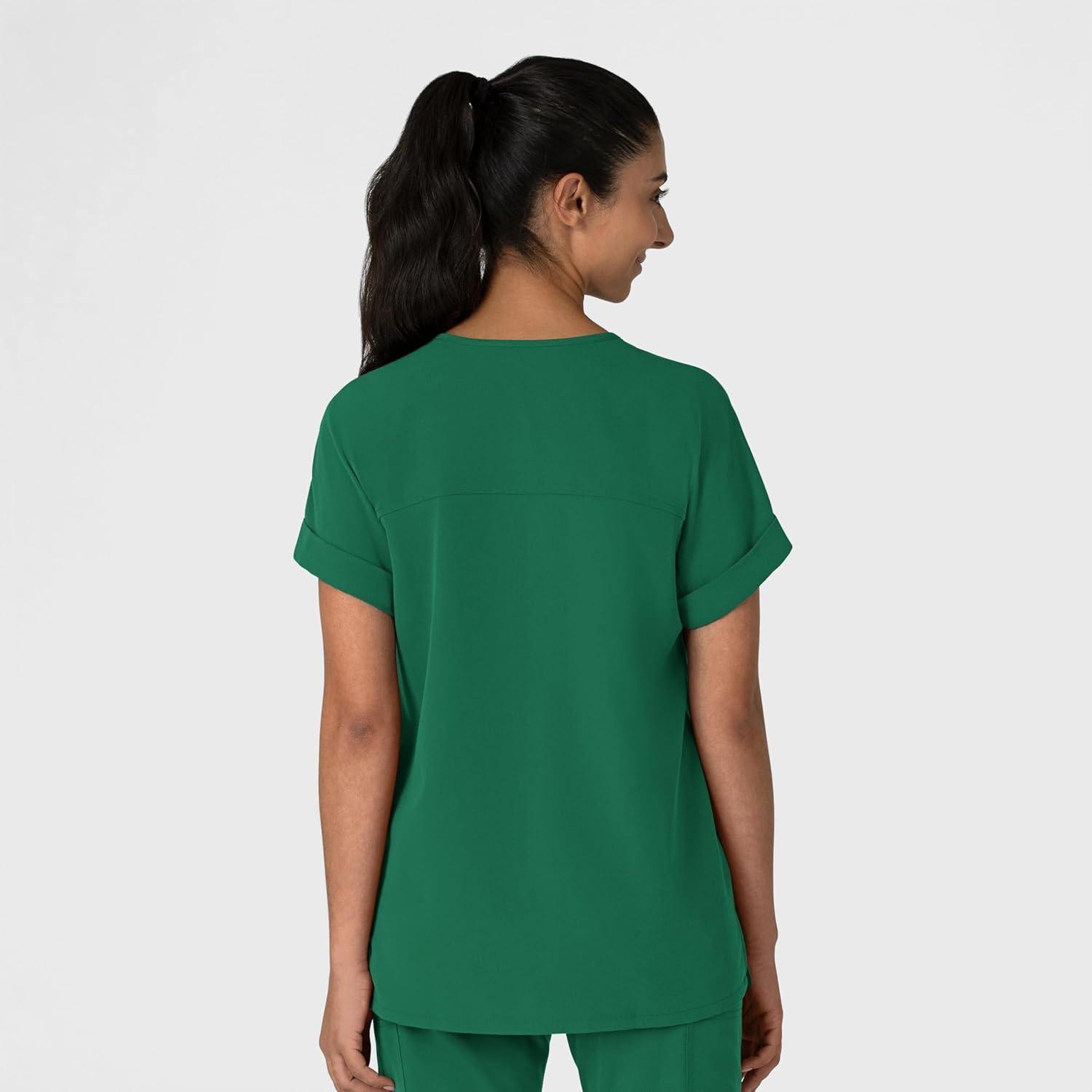 Wink Women’s Women’s Drop Shoulder Boxy Scrub Top(Hunter)