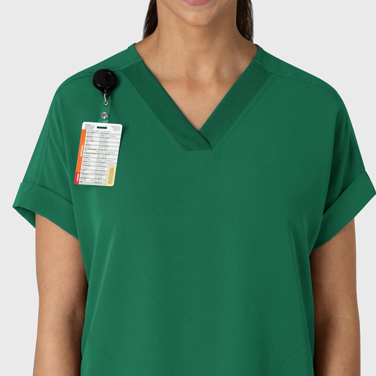 Wink Women’s Women’s Drop Shoulder Boxy Scrub Top(Hunter)