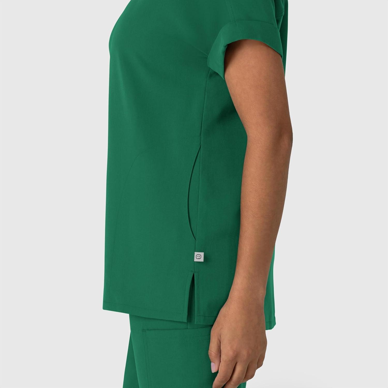 Wink Women’s Women’s Drop Shoulder Boxy Scrub Top(Hunter)