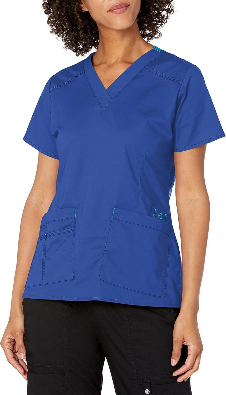 WonderWink Women’s Wonderflex Verity Scrub Top, Galaxy Blue, Large