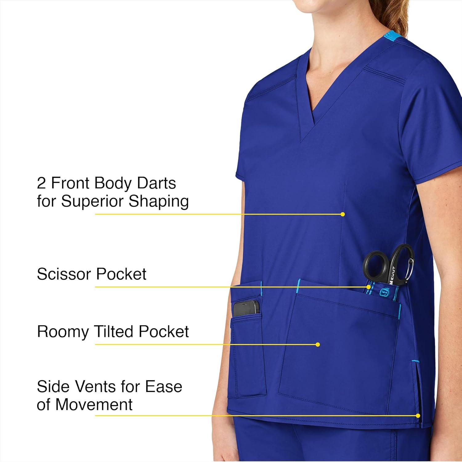 WonderWink Women’s Wonderflex Verity Scrub Top, Galaxy Blue, Large