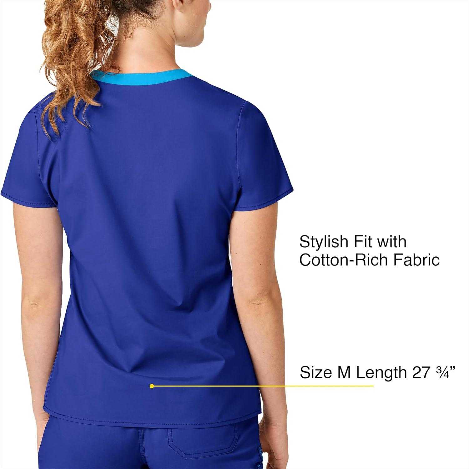 WonderWink Women’s Wonderflex Verity Scrub Top, Galaxy Blue, Large