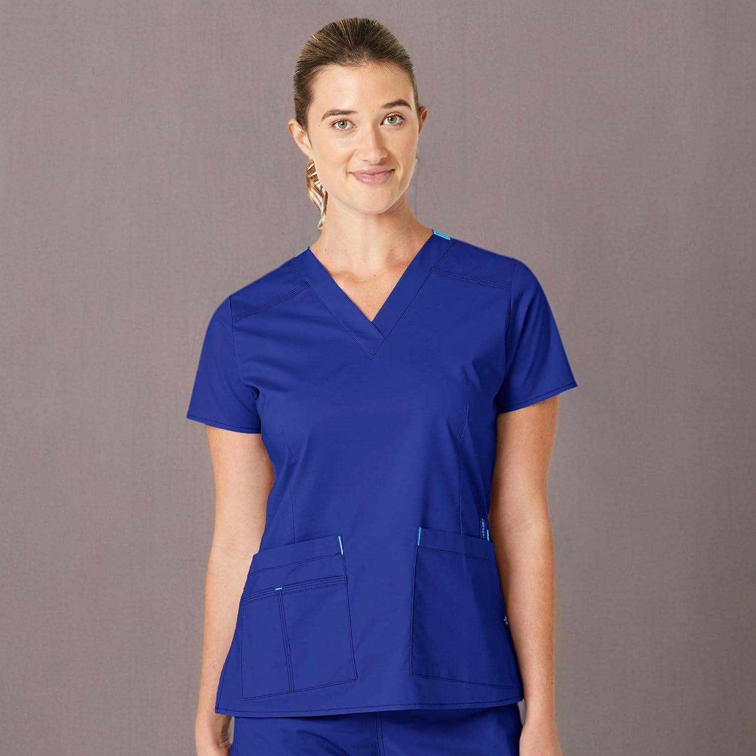 WonderWink Women’s Wonderflex Verity Scrub Top, Galaxy Blue, Large