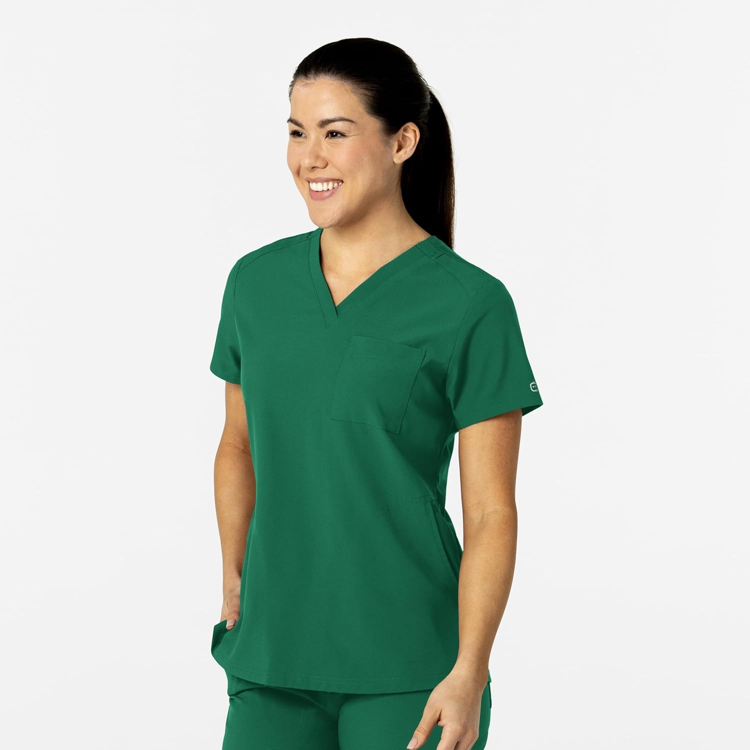 WonderWink Womens Women’s Flex-n-Reach V-Neck Scrub Top(Hunter)