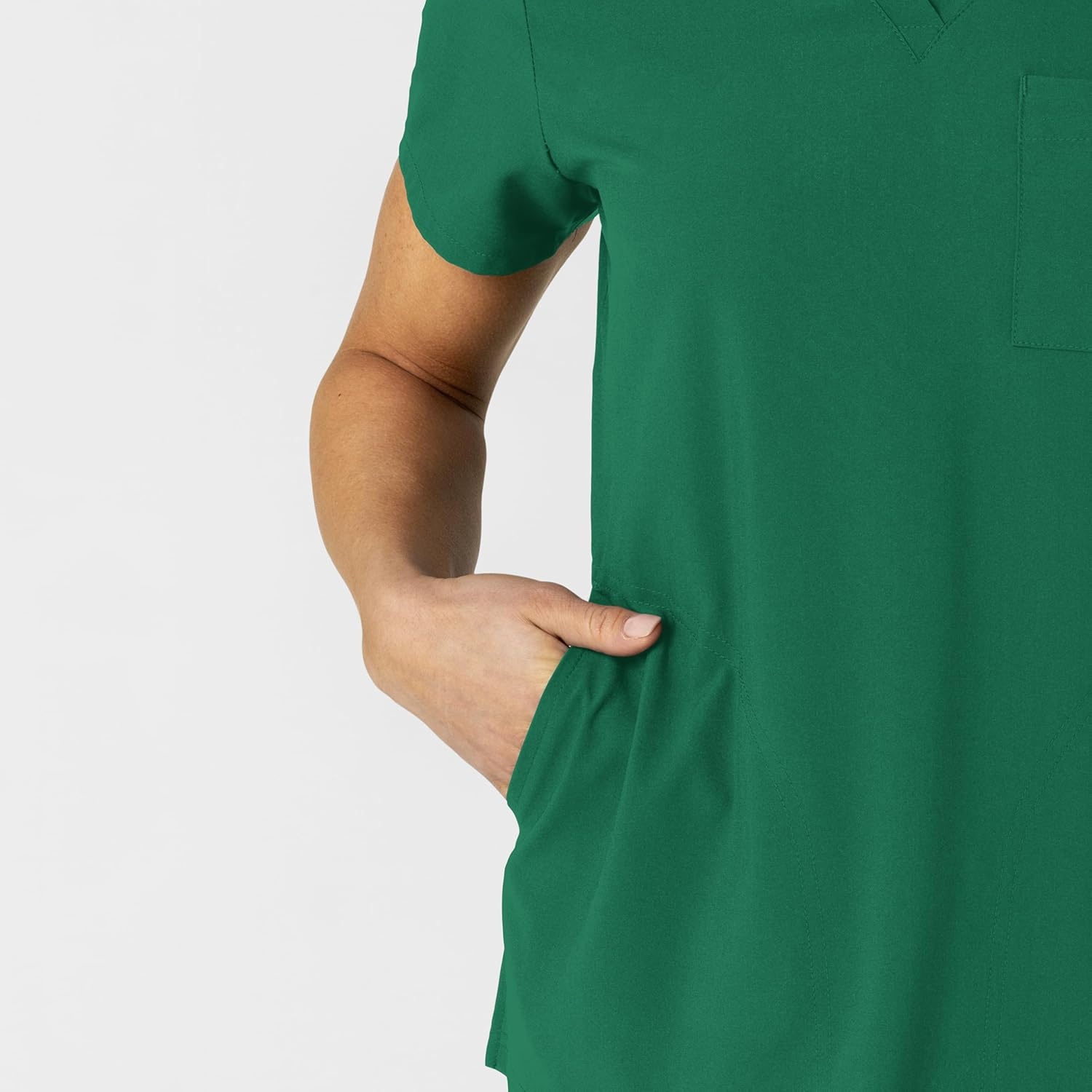 WonderWink Womens Women’s Flex-n-Reach V-Neck Scrub Top(Hunter)