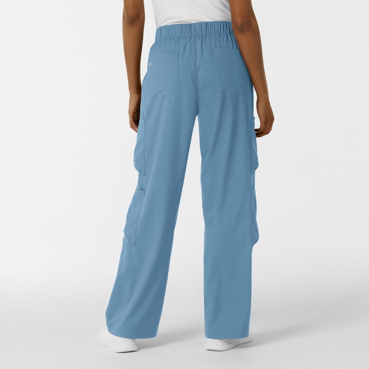 Wink Scrubs for Women, Boundless, Classic Wide Leg Cargo Pants with Full Drawstring and 8 Pockets(Pacific Blue)