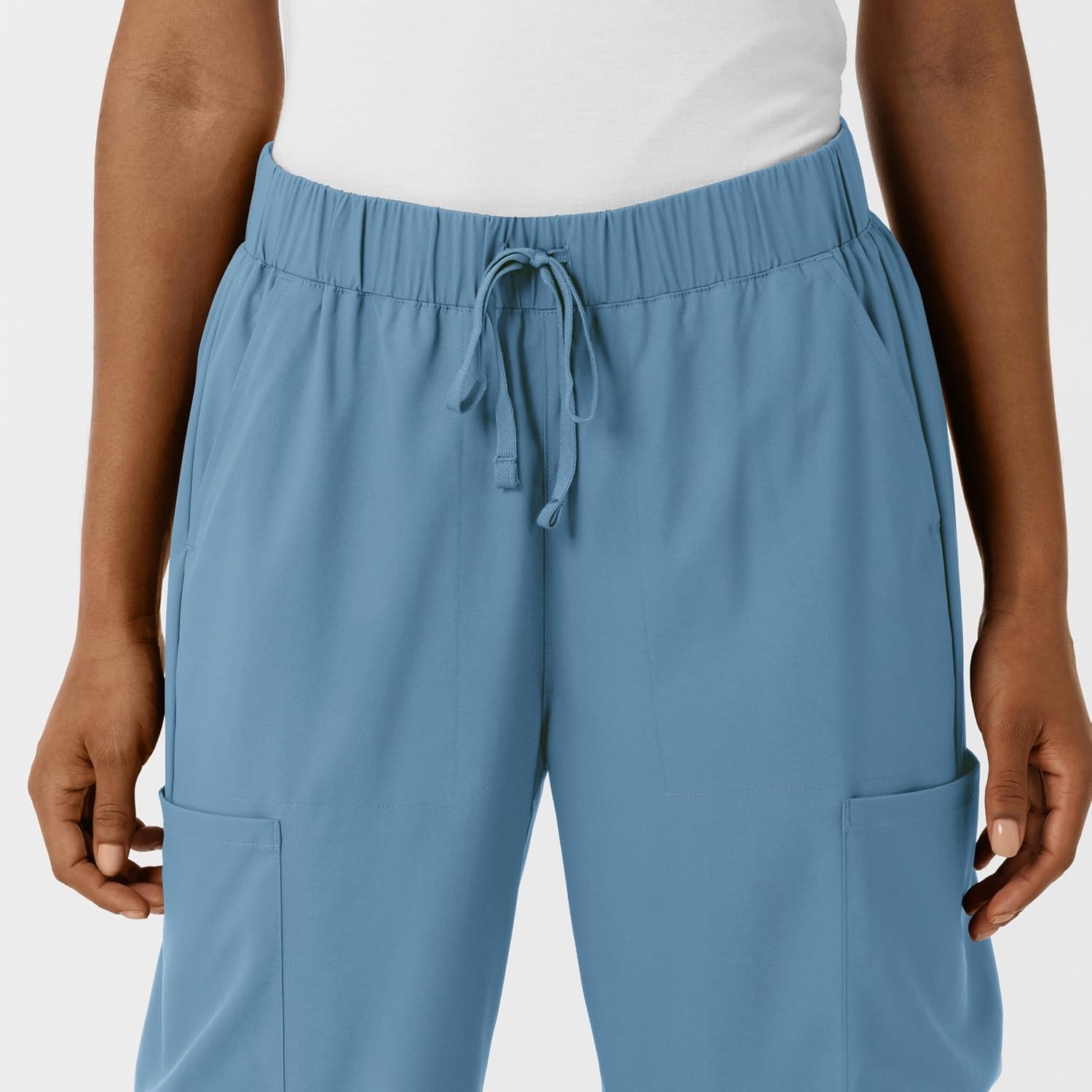 Wink Scrubs for Women, Boundless, Classic Wide Leg Cargo Pants with Full Drawstring and 8 Pockets(Pacific Blue)