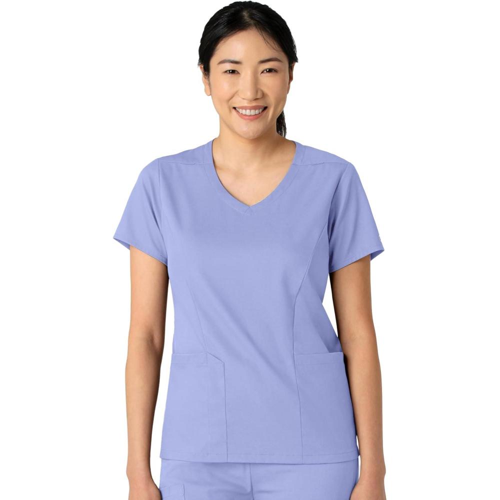 Wink Boundless Women’s 2-Pocket V-Neck Scrub Top – Ceil Blue, 4X