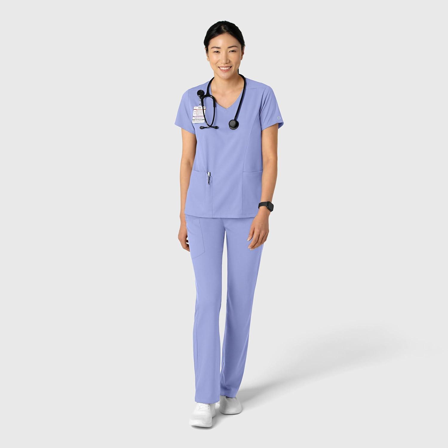 Wink Boundless Women’s 2-Pocket V-Neck Scrub Top – Ceil Blue, 4X