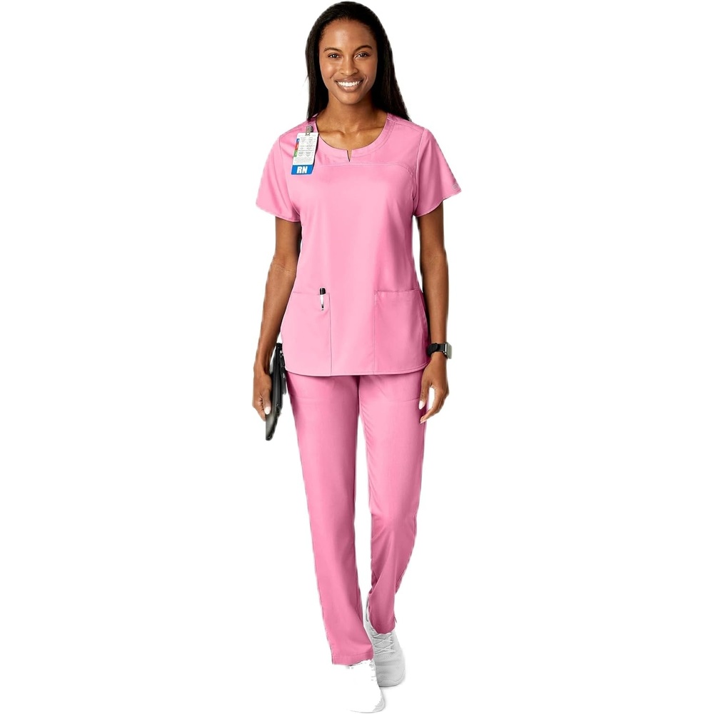 WonderWink Women’s Knit Waist Cargo Scrub Pant, Pink Blossom, XL