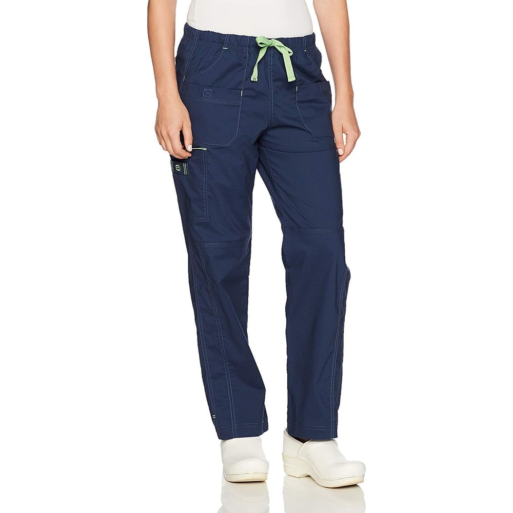 WonderWink Women’s Wonderflex Joy Denim Style Staight Leg Scrub Pant(Navy)