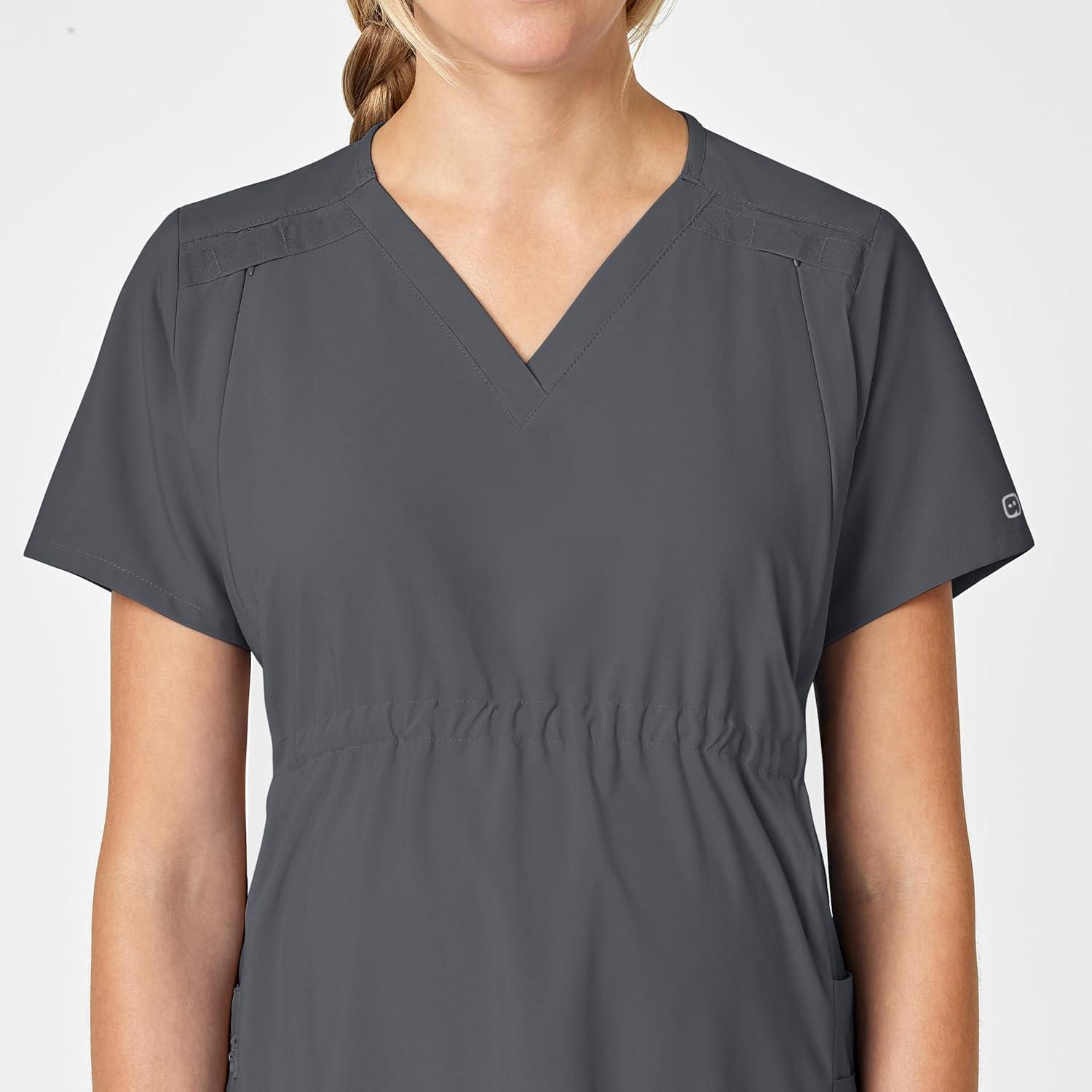 Wink Scrubs for Women, W123, Maternity V-Neck Tops with 5 Pockets(Pewter)