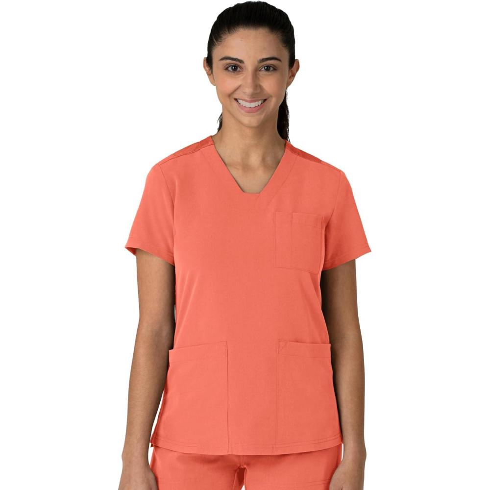 Wink Women’s Women’s Flex-n-Reach V-Neck Scrub Top(Sugar Coral)