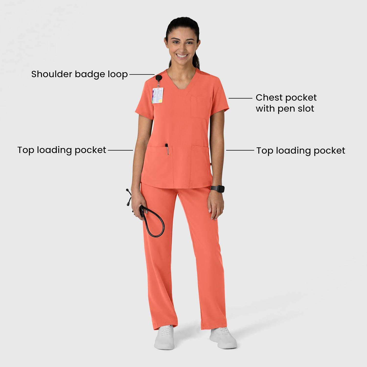 Wink Women’s Women’s Flex-n-Reach V-Neck Scrub Top(Sugar Coral)