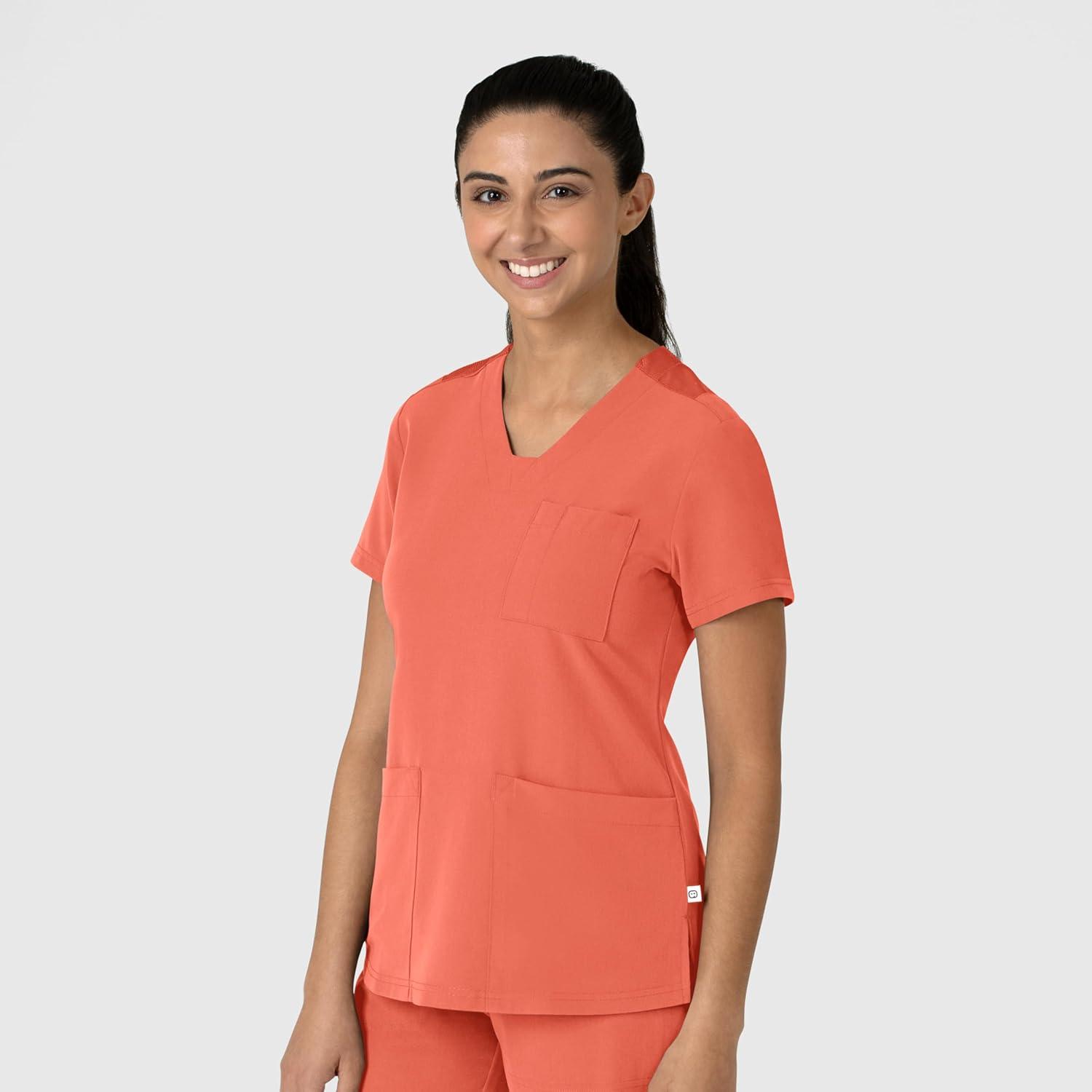 Wink Women’s Women’s Flex-n-Reach V-Neck Scrub Top(Sugar Coral)