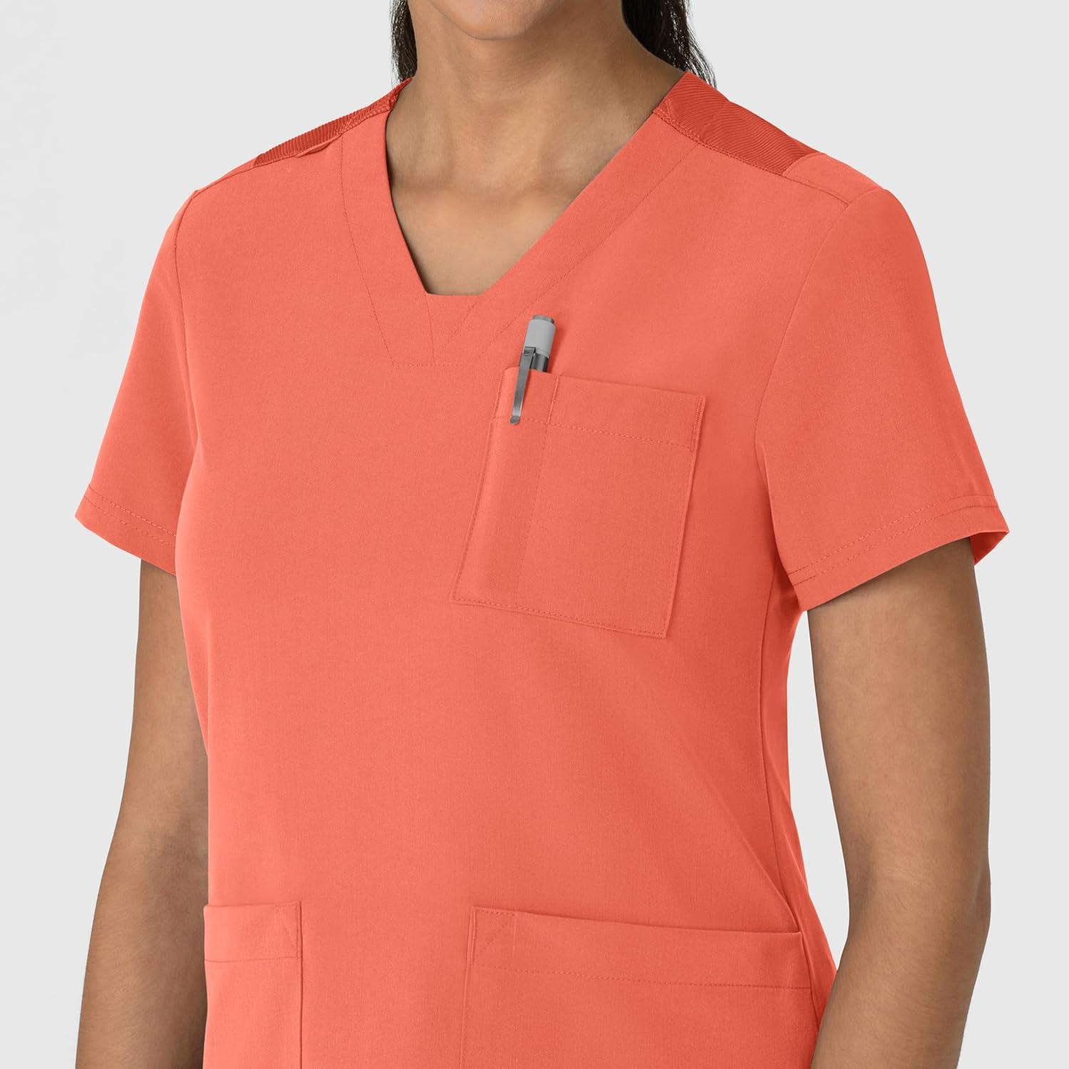 Wink Women’s Women’s Flex-n-Reach V-Neck Scrub Top(Sugar Coral)