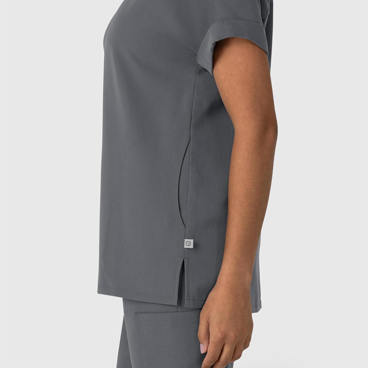 Wink Women’s Women’s Drop Shoulder Boxy Scrub Top(Pewter)