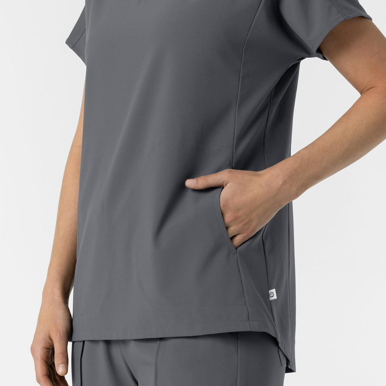 Wink Women’s Women’s V-Neck Tunic Scrub Top(Pewter)