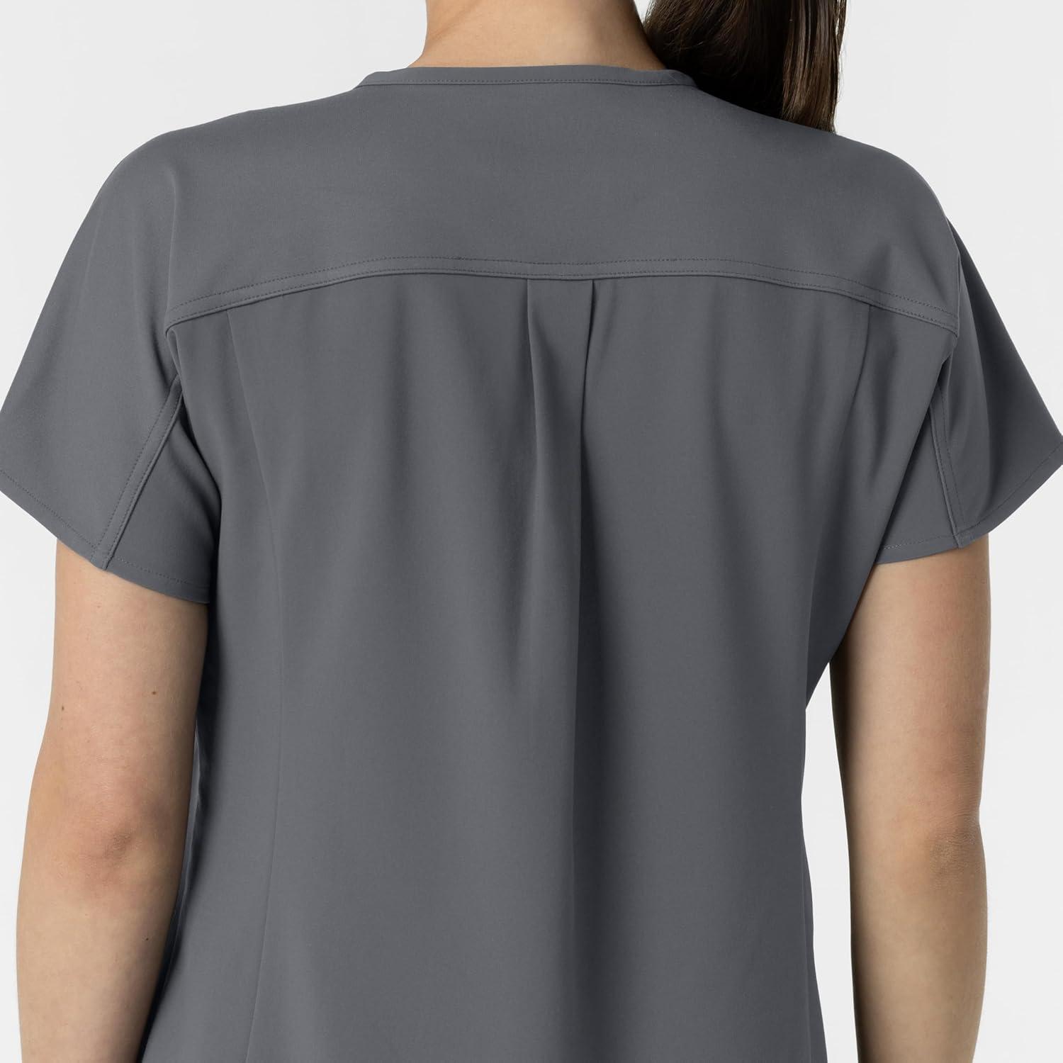 Wink Women’s Women’s V-Neck Tunic Scrub Top(Pewter)