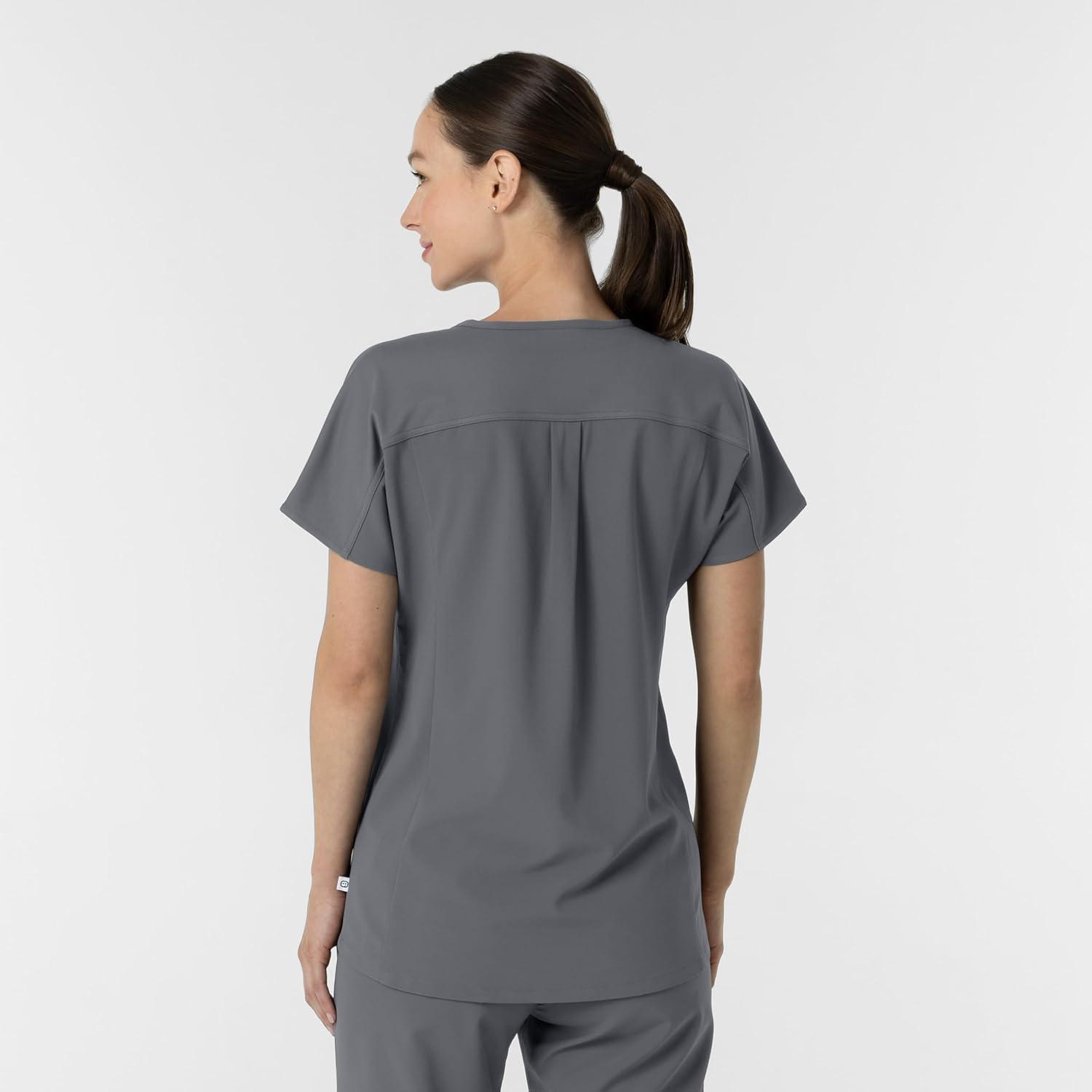 Wink Women’s Women’s V-Neck Tunic Scrub Top(Pewter)