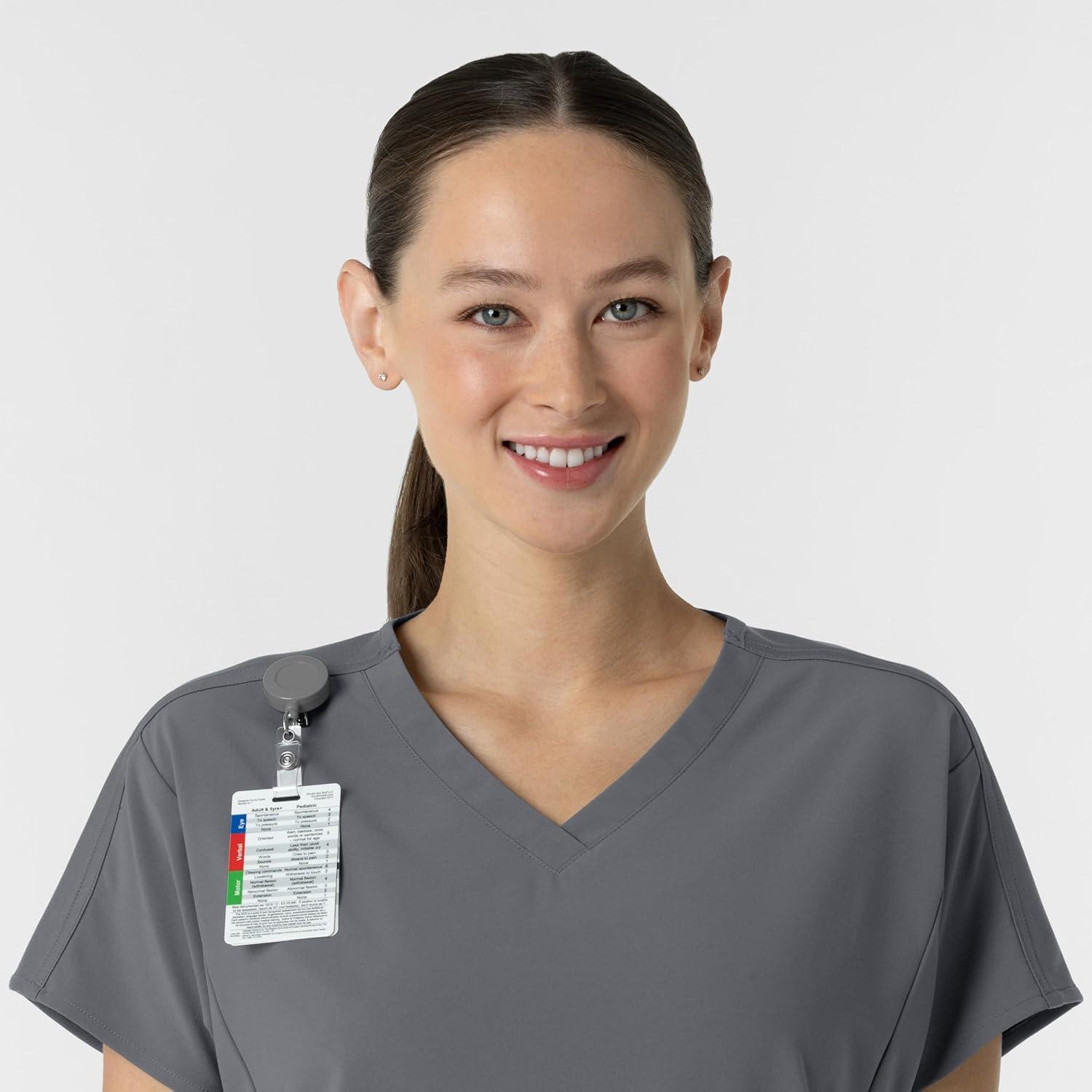 Wink Women’s Women’s V-Neck Tunic Scrub Top(Pewter)