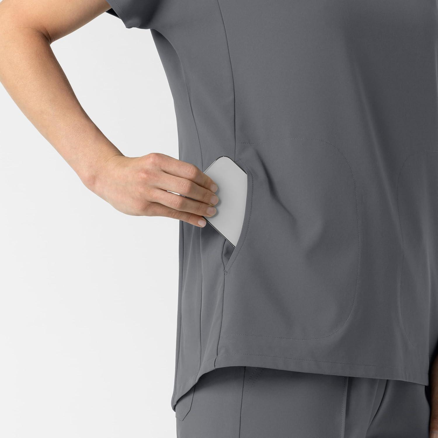 Wink Women’s Women’s V-Neck Tunic Scrub Top(Pewter)