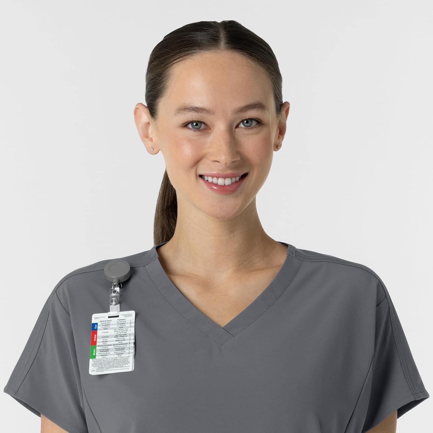Wink Women’s Women’s V-Neck Tunic Scrub Top(Pewter)