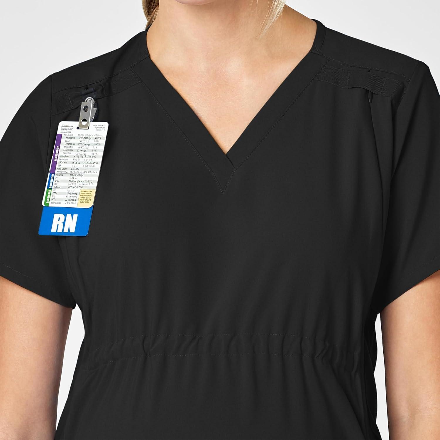 Wink Scrubs for Women, W123, Maternity V-Neck Tops with 5 Pockets(Black)