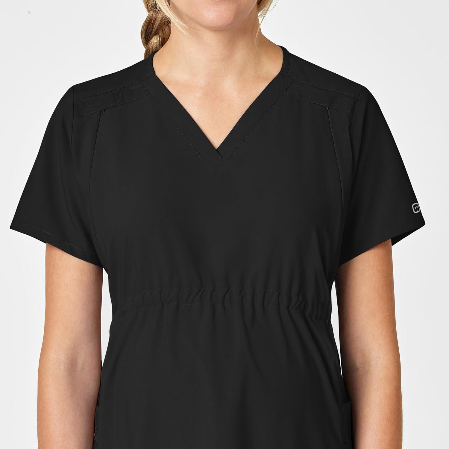 Wink Scrubs for Women, W123, Maternity V-Neck Tops with 5 Pockets(Black)