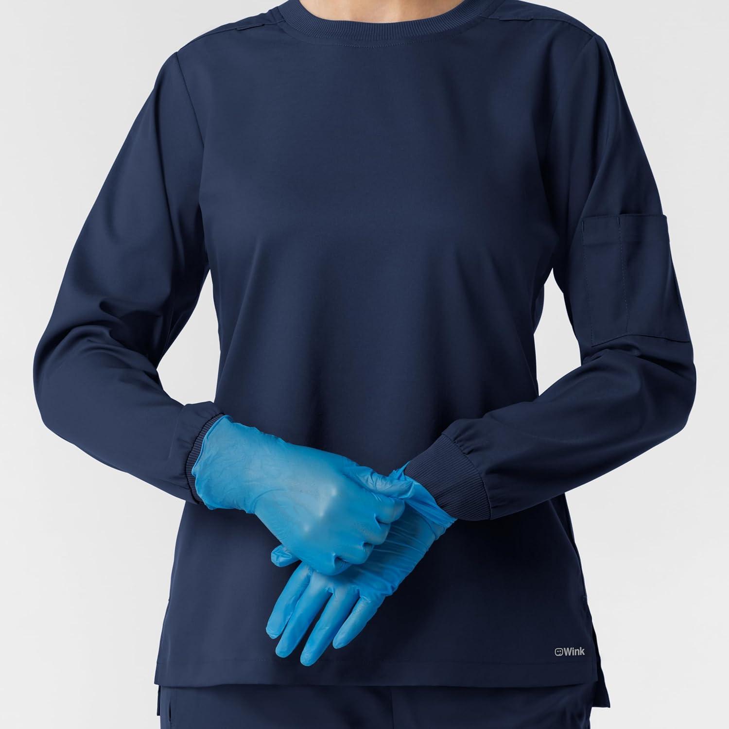 Wink Boundless Scrubs for Women, Classic Long Sleeve Scrub Tee – Navy, S