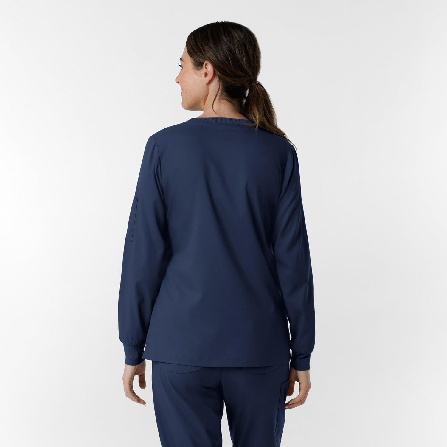 Wink Boundless Scrubs for Women, Classic Long Sleeve Scrub Tee – Navy, S