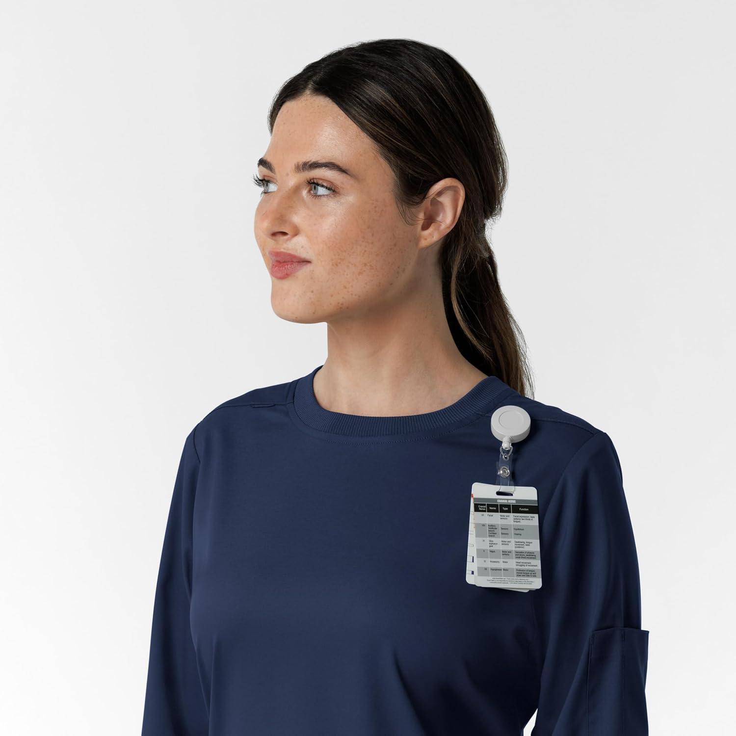 Wink Boundless Scrubs for Women, Classic Long Sleeve Scrub Tee – Navy, S