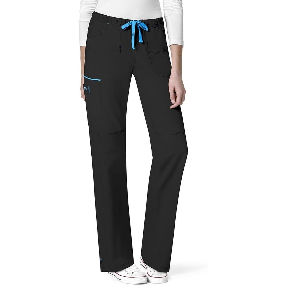 WonderWink Women’s Wonderflex Joy Denim Style Staight Leg Scrub Pant(Black)