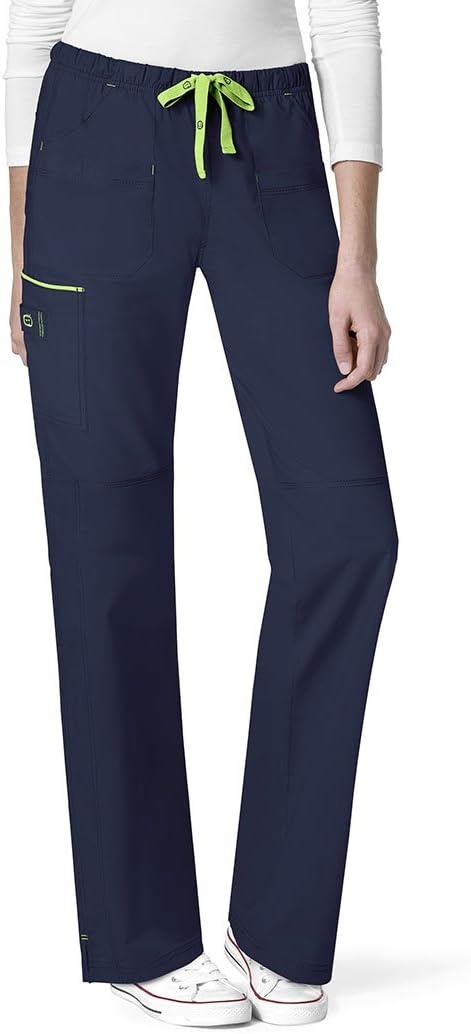 WonderWink Women’s Wonderflex Joy Denim Style Staight Leg Scrub Pant(Black)