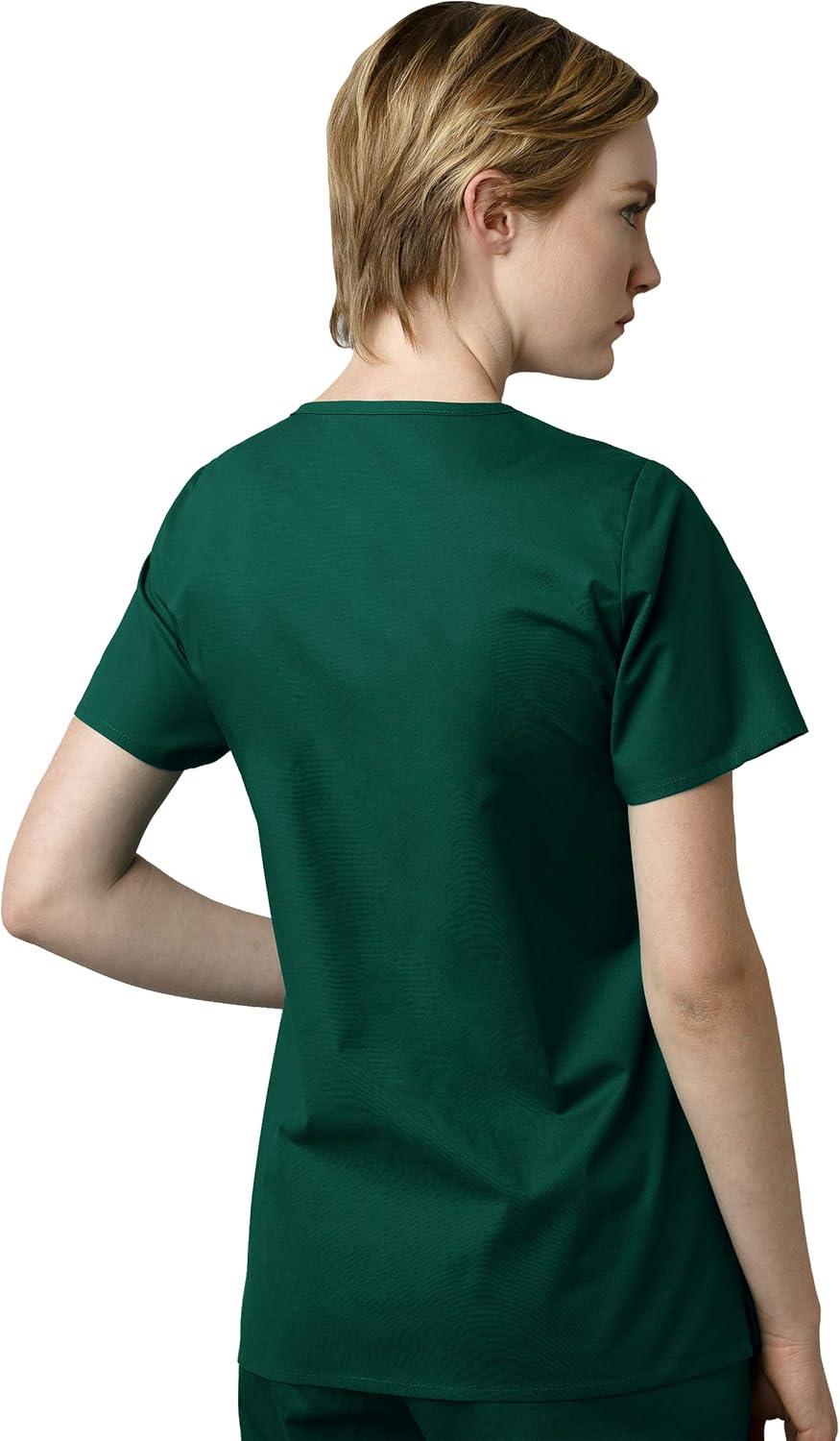 WonderWink WORK Women’s Scrub Short Sleeve Snap Front Jacekt Top and Pants + Badge Reel(Khaki)