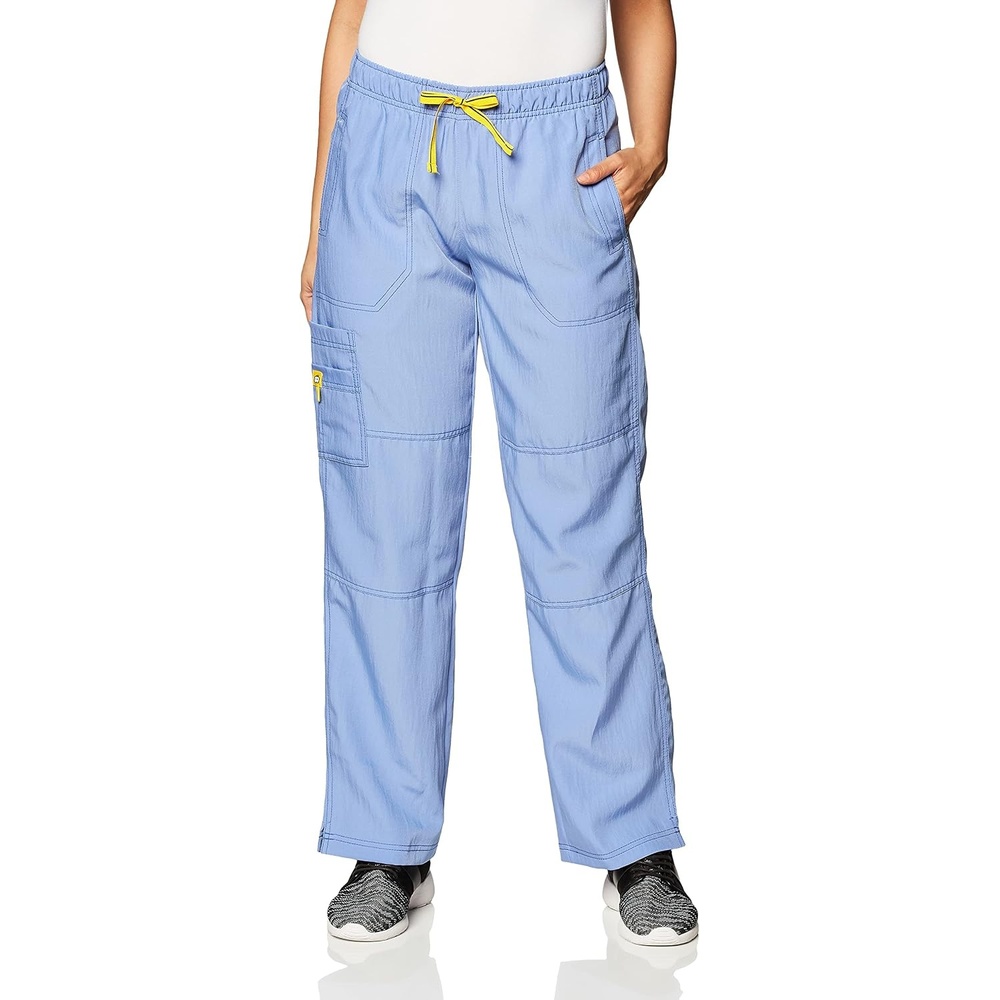 WonderWink Women’s Petite Four-Stretch Sporty Cargo Scrub Pant, Petite(Ceil Blue)