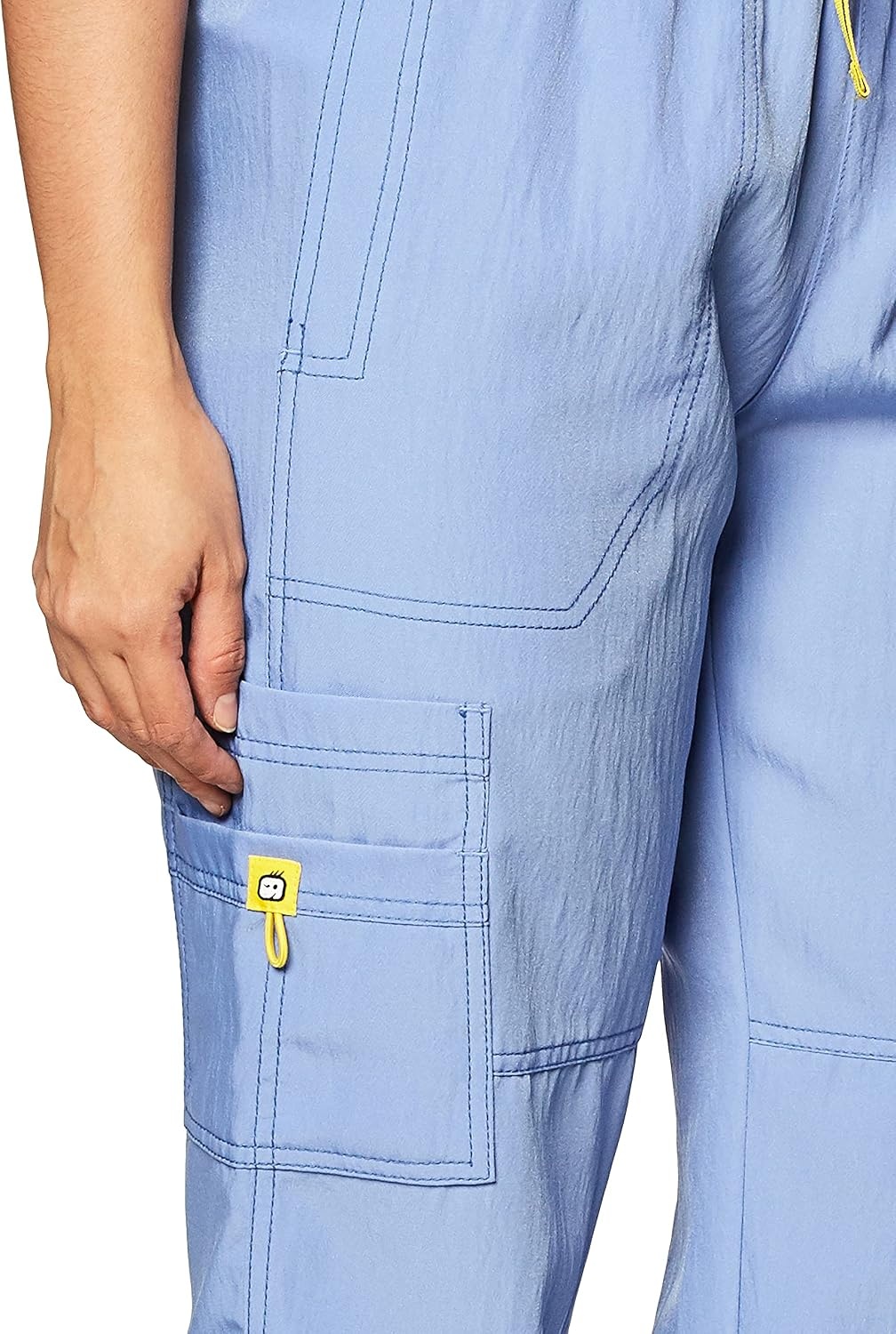WonderWink Women’s Petite Four-Stretch Sporty Cargo Scrub Pant, Petite(Ceil Blue)