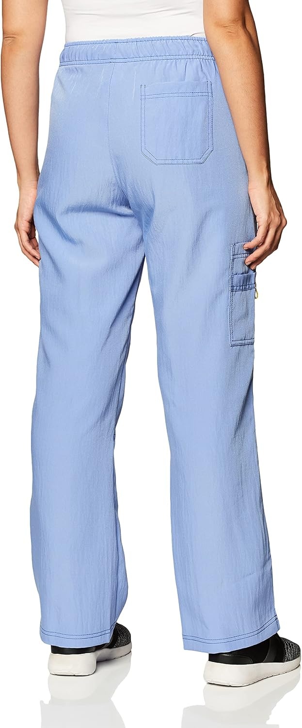 WonderWink Women’s Petite Four-Stretch Sporty Cargo Scrub Pant, Petite(Ceil Blue)