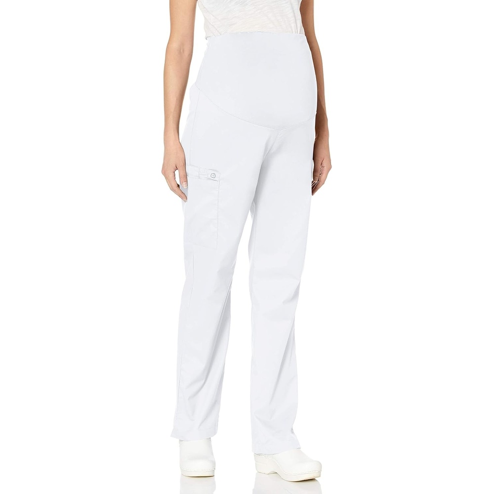 WonderWink Women’s Wonderwork Scrubs for Maternity Cargo Scrub Pants(White)