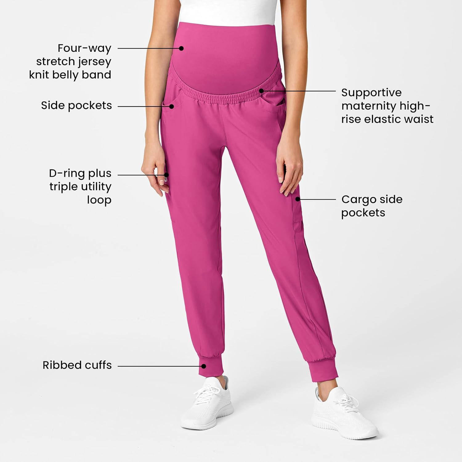 WonderWink Women’s W123 Maternity Jogger Scrub Pant(Hot Pink)