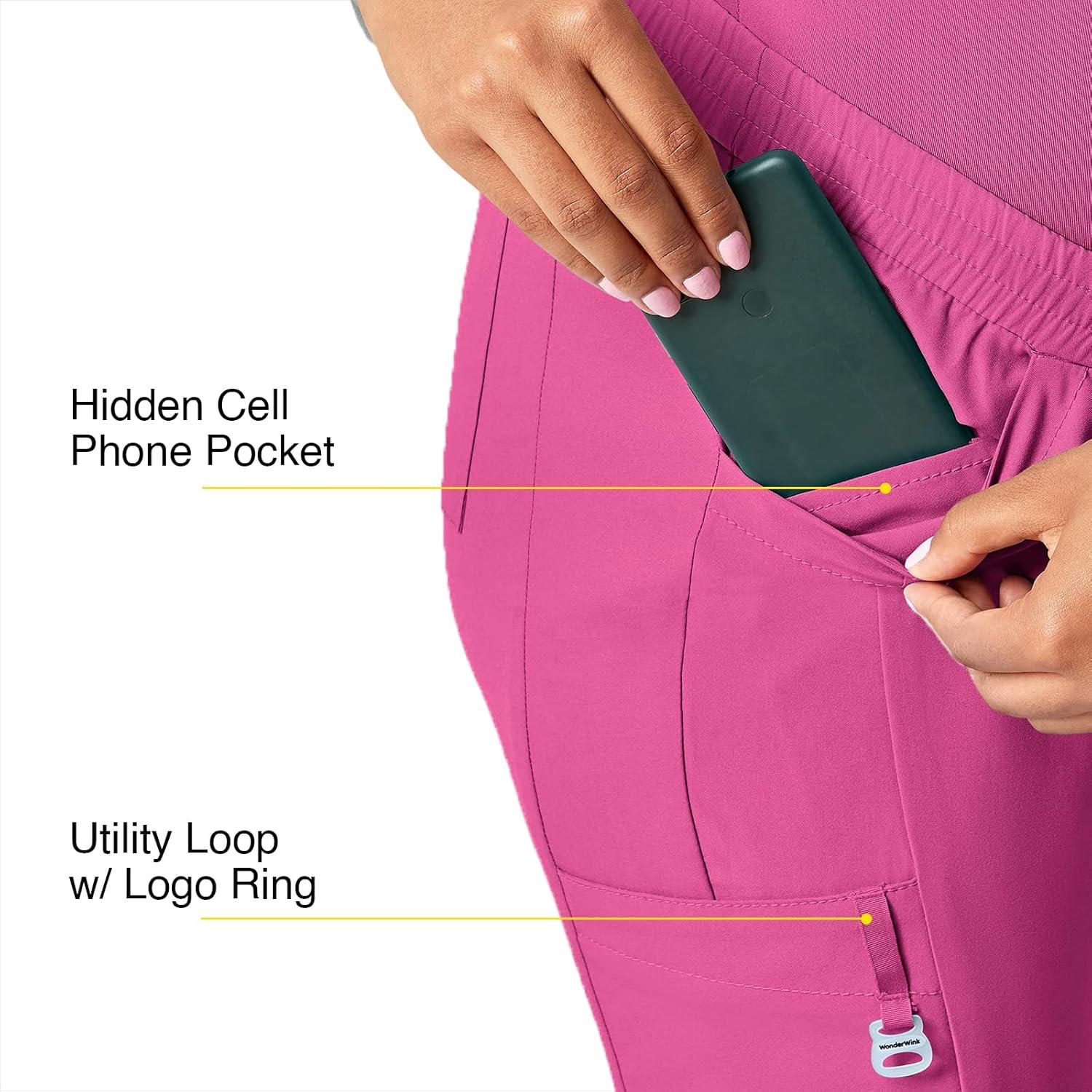 WonderWink Women’s W123 Maternity Jogger Scrub Pant(Hot Pink)