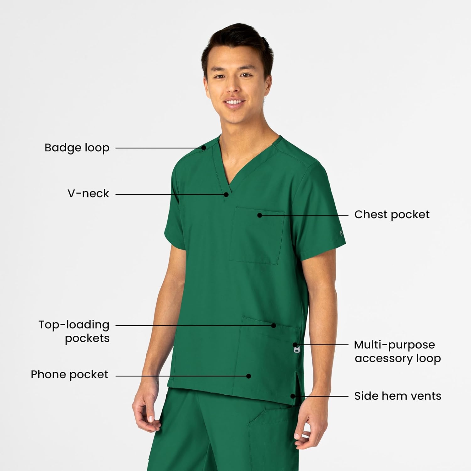 Wink W123 Unisex 4 Pocket Utility Scrub Top(Hunter)