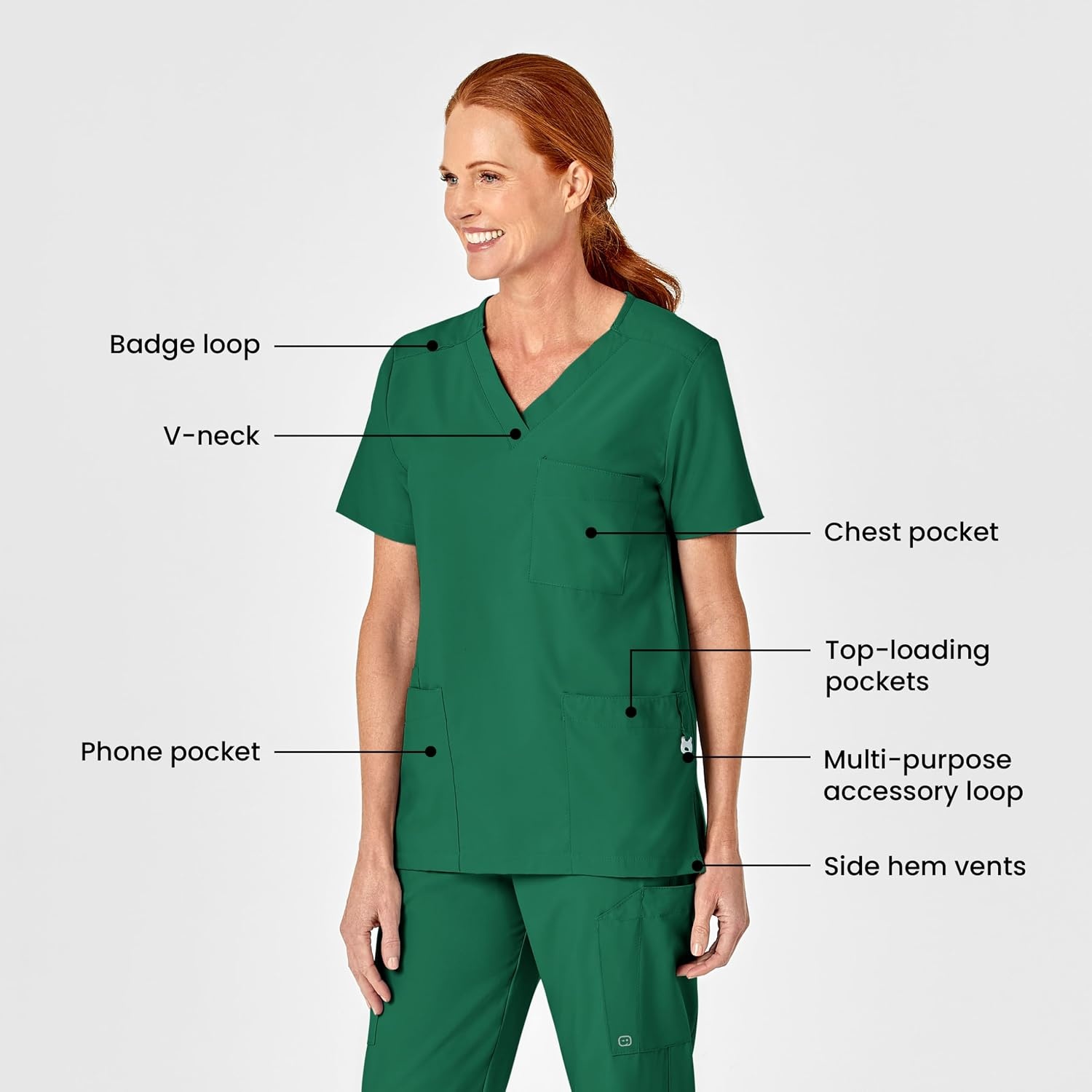 Wink W123 Unisex 4 Pocket Utility Scrub Top(Hunter)