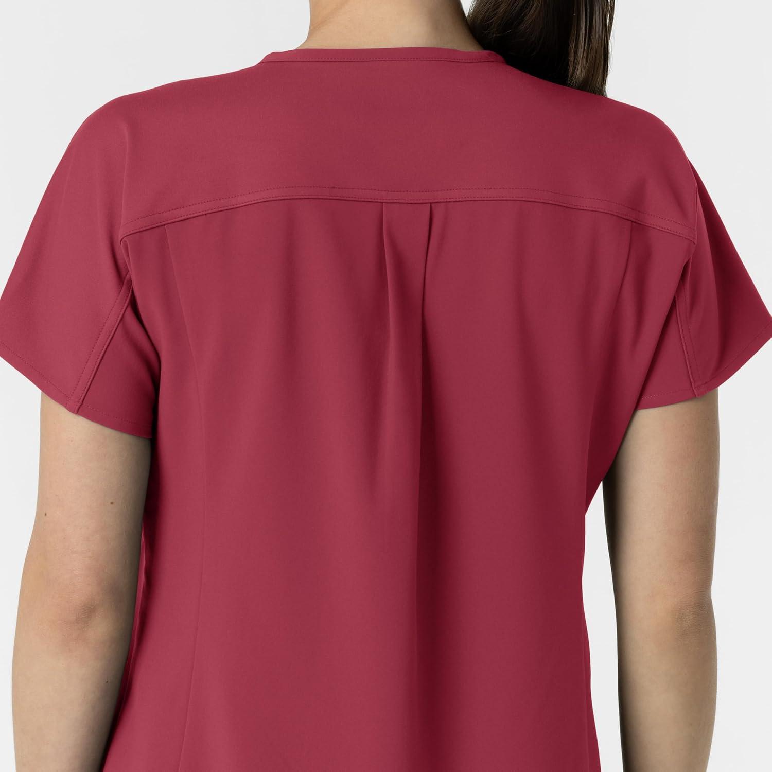 Wink Women’s Women’s V-Neck Tunic Scrub Top(Ruby)