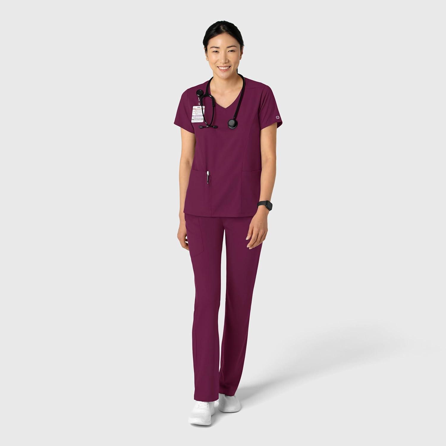 Wink Boundless Women’s 2-Pocket V-Neck Scrub Top – Wine, 3X