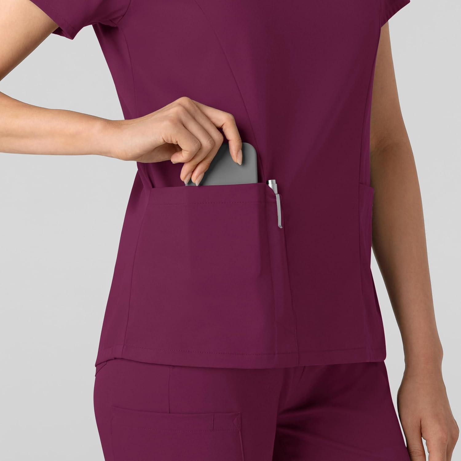 Wink Boundless Women’s 2-Pocket V-Neck Scrub Top – Wine, 3X