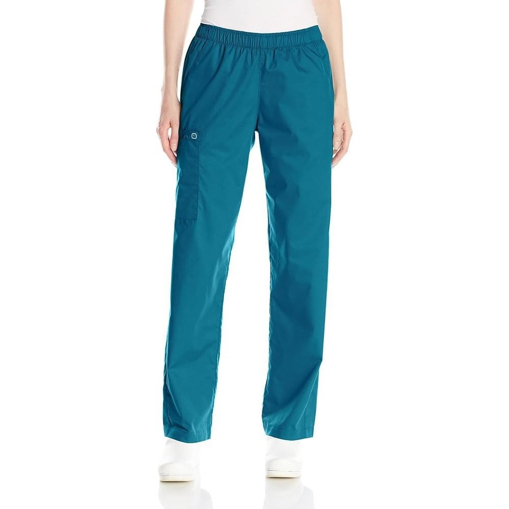 Wink Scrubs for Women, Boundless, Classic Wide Leg Cargo Pants with Full Drawstring and 8 Pockets(Caribbean Blue)