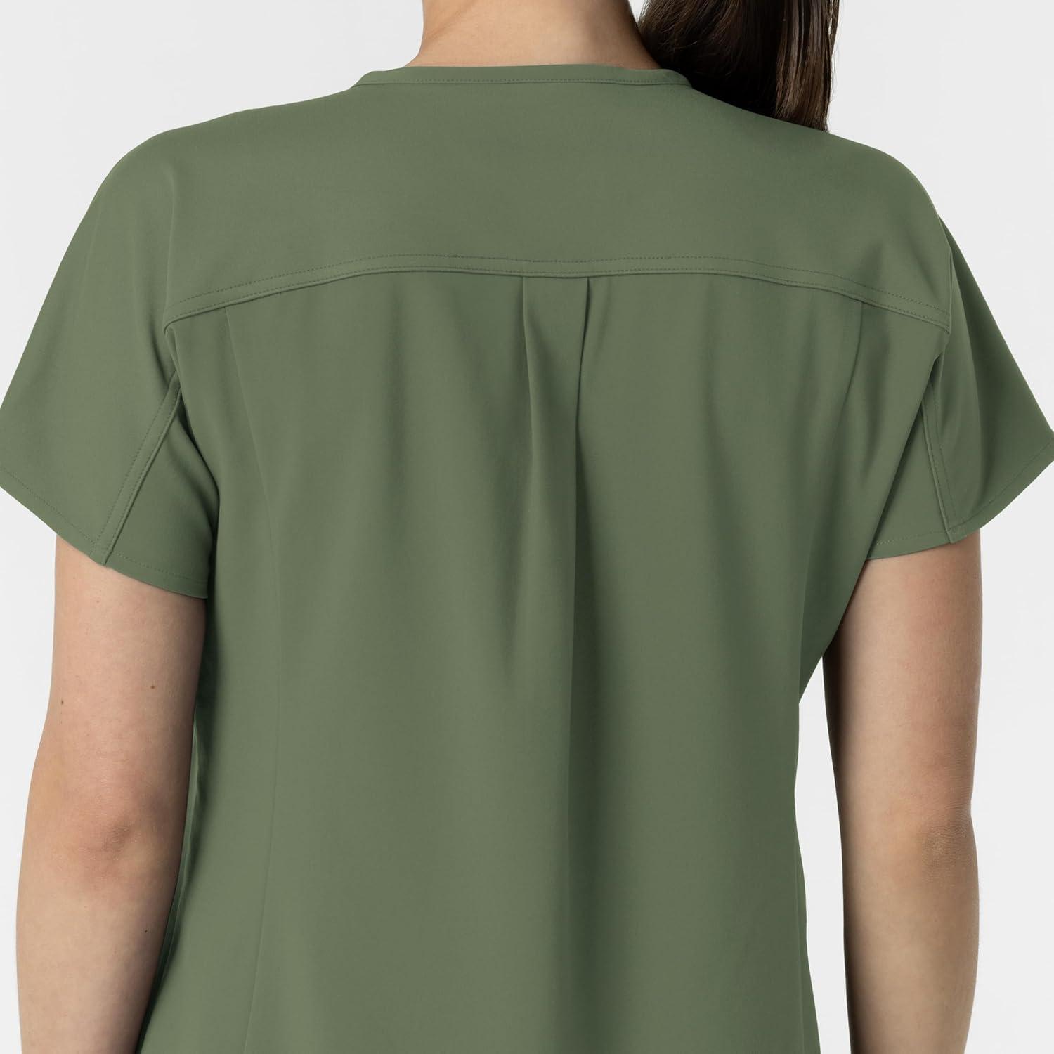 Wink Women’s Women’s V-Neck Tunic Scrub Top(Olive)